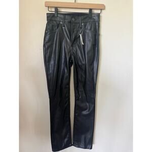 NWT Gap Black Faux Leather Pants High Rise Slim 24/00R